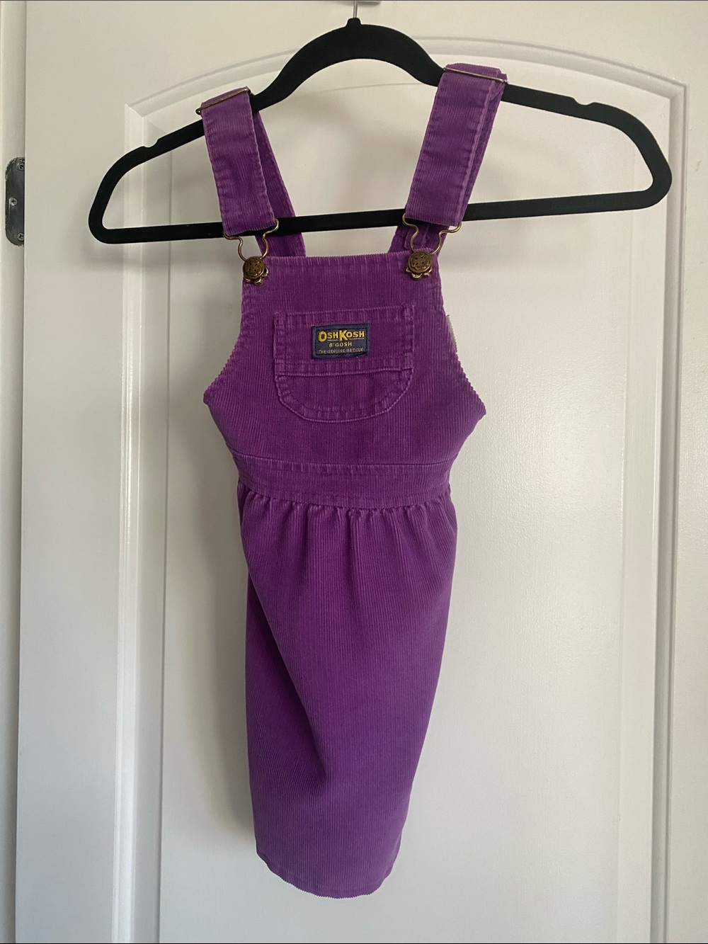 VTG 80s OshKosh B'gosh Purple Corduroy Overall Dress Size 5 Union Made USA Rare